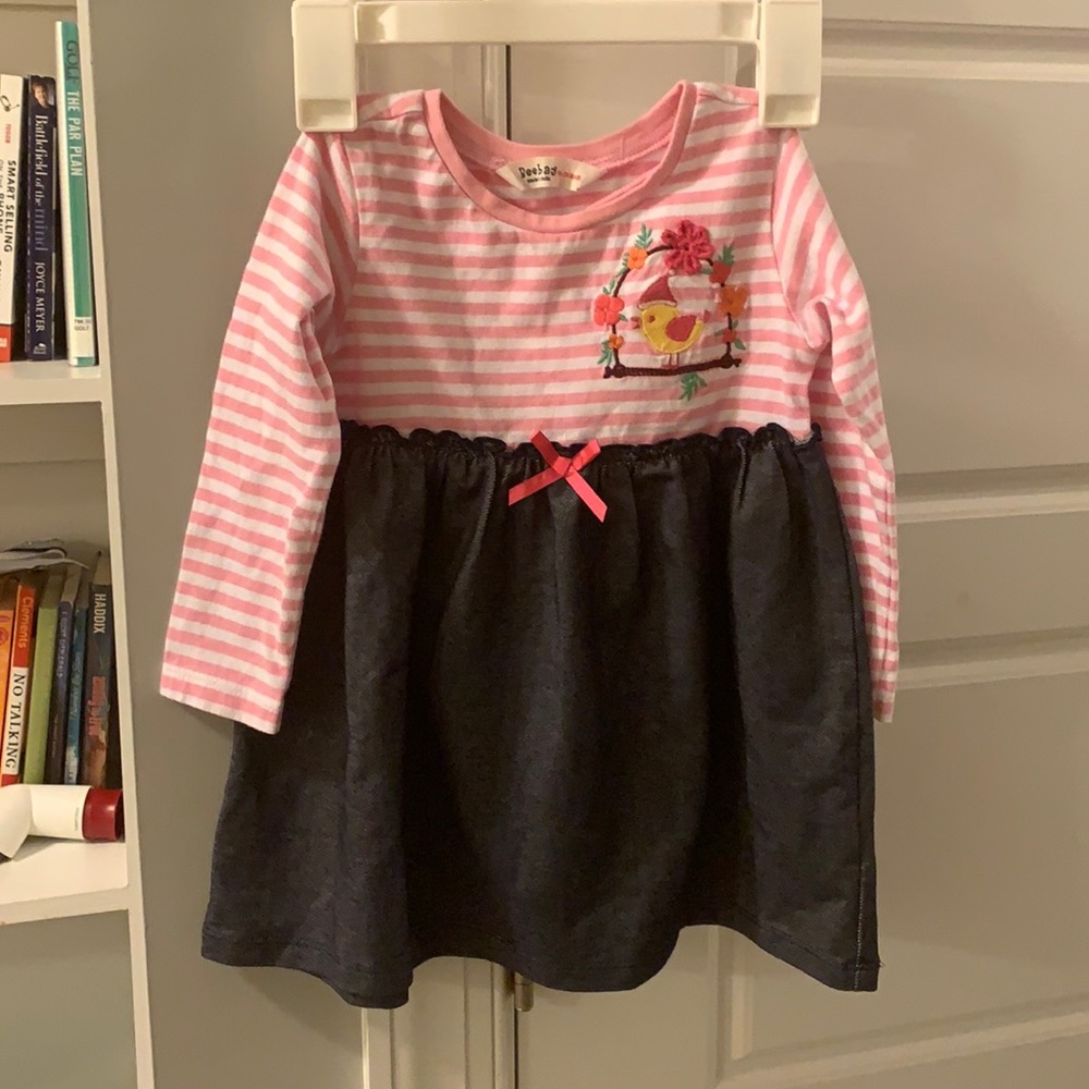 Beebay pink and blue dress 18 to 24 months